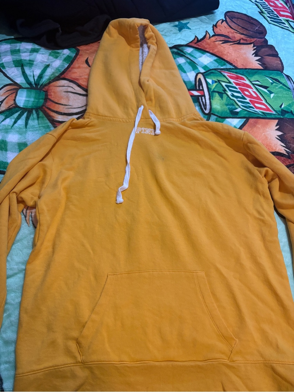 Victoria's Secret PINK Yellow Zip-Up Hooded Sweater